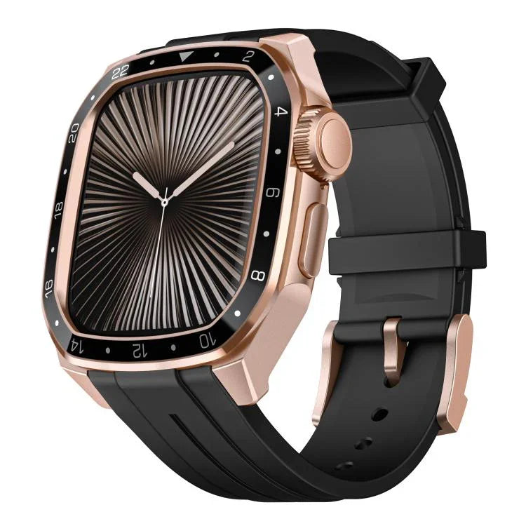 比例模型一體成型金屬框矽膠錶帶，適用於 Apple Watch Series 10 46mm