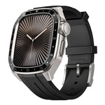 比例模型一體成型金屬框矽膠錶帶，適用於 Apple Watch Series 10 46mm