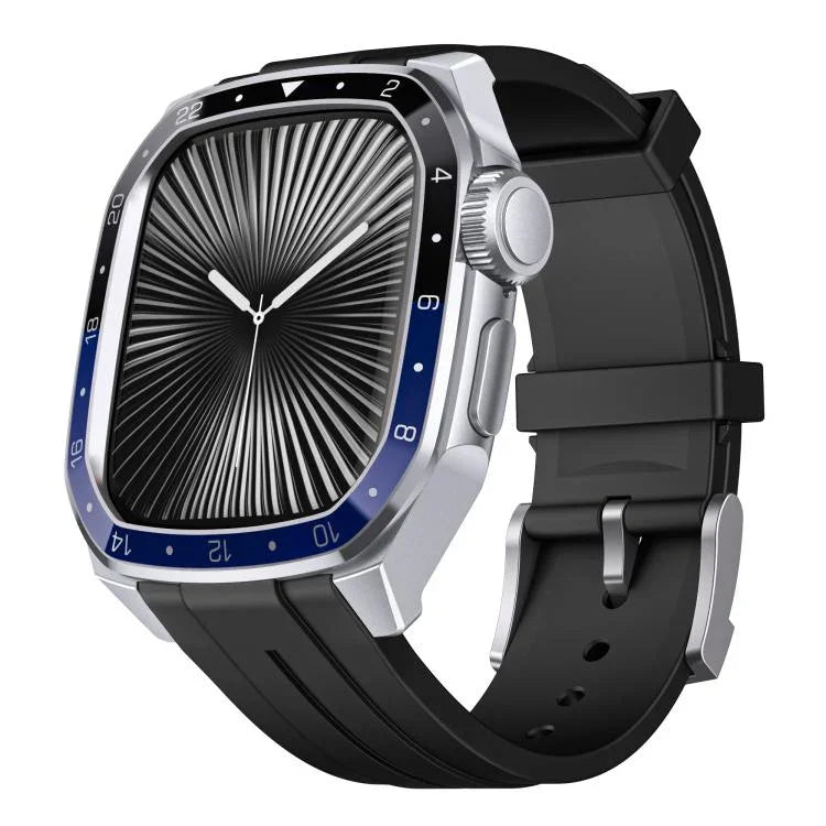 比例模型一體成型金屬框矽膠錶帶，適用於 Apple Watch Series 10 46mm
