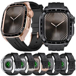 比例模型一體成型金屬框矽膠錶帶，適用於 Apple Watch Series 10 46mm