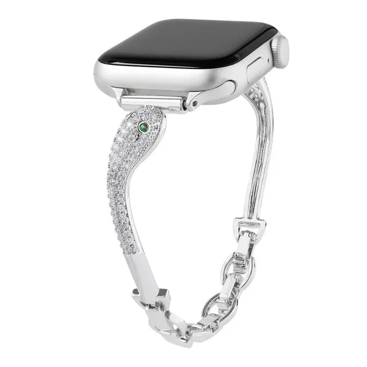 銅鑲鋯石蛇頭錶帶，適用於 Apple Watch 46mm / 49mm / 45mm / 44mm，適用於 Apple Watch 42mm / 41mm / 40mm / 38mm
