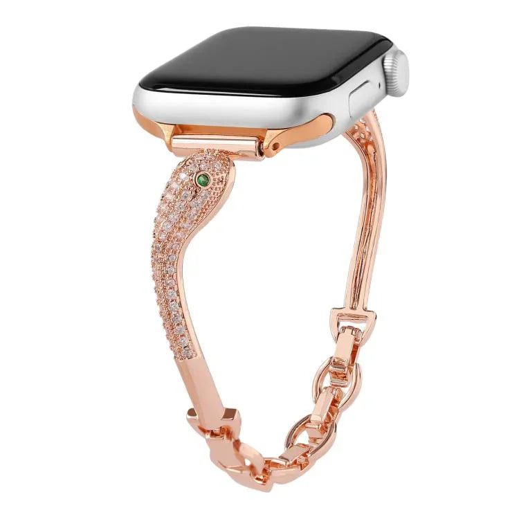銅鑲鋯石蛇頭錶帶，適用於 Apple Watch 46mm / 49mm / 45mm / 44mm，適用於 Apple Watch 42mm / 41mm / 40mm / 38mm