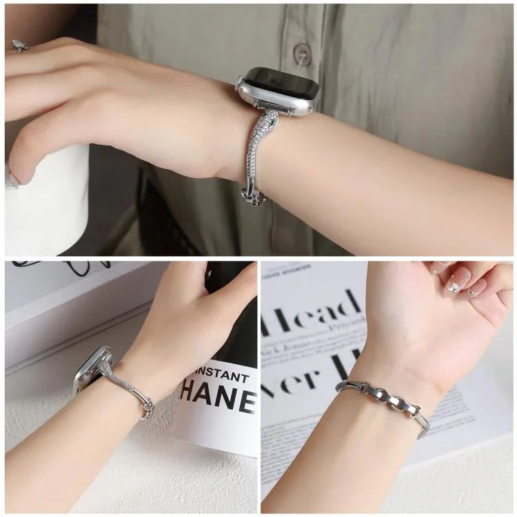銅鑲鋯石蛇頭錶帶，適用於 Apple Watch 46mm / 49mm / 45mm / 44mm，適用於 Apple Watch 42mm / 41mm / 40mm / 38mm