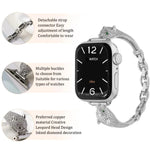 銅鑲鋯石豹頭錶帶，適用於 Apple Watch 46mm / 49mm / 45mm / 44mm，適用於 Apple Watch 42mm / 41mm / 40mm / 38mm