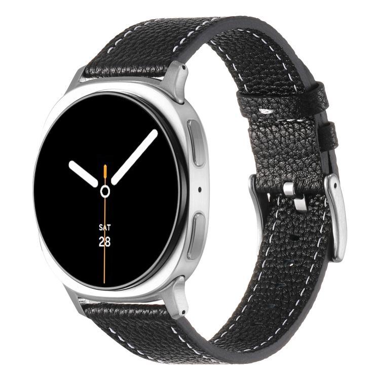 雙面荔枝紋皮革錶帶，適用於 Samsung Galaxy Watch8 / Watch8 Classic