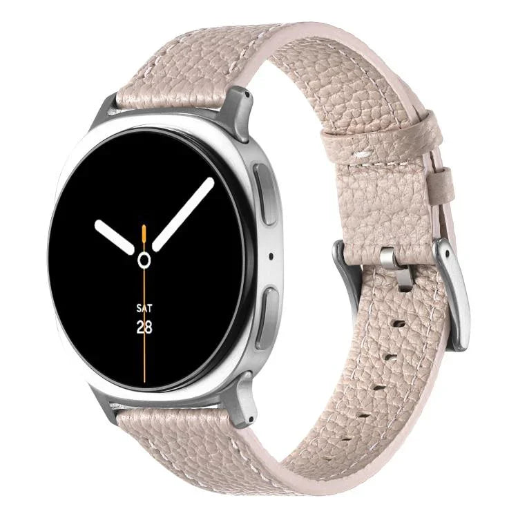 雙面荔枝紋皮革錶帶，適用於 Samsung Galaxy Watch8 / Watch8 Classic