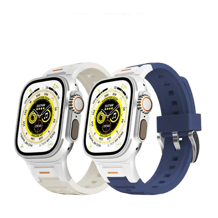 Pioneer 金屬接頭彩色矽膠錶帶，適用於 Apple Watch 46mm / 49mm / 45mm / 44mm，適用於 Apple Watch 42mm / 41mm / 40mm / 38mm