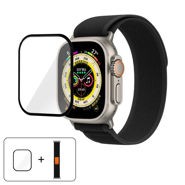 Wild Path Loop 尼龍錶帶搭配 3D 曲面膜，適用於 Apple Watch 6 / 5 / 4 / SE 40mm，適用於 Apple Watch Ultra / 2 49mm，適用於 Apple Watch Series 9 / 8 / 7 45mm