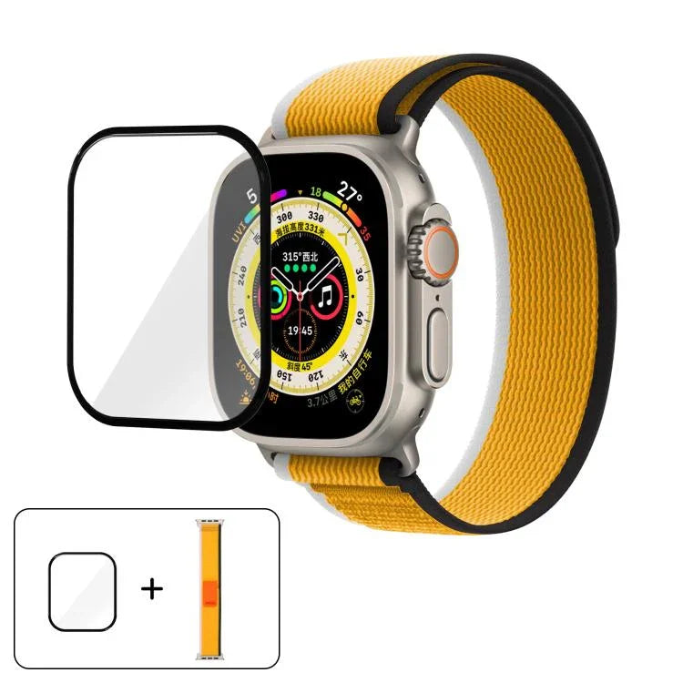 Wild Path Loop 尼龍錶帶搭配 3D 曲面膜，適用於 Apple Watch 6 / 5 / 4 / SE 40mm，適用於 Apple Watch Ultra / 2 49mm，適用於 Apple Watch Series 9 / 8 / 7 45mm