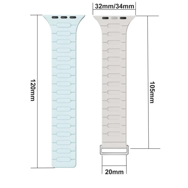 I 形磁性矽膠錶帶，適用於 Apple Watch 46mm / 49mm / 45mm / 44mm，適用於 Apple Watch 42mm / 41mm / 40mm / 38mm