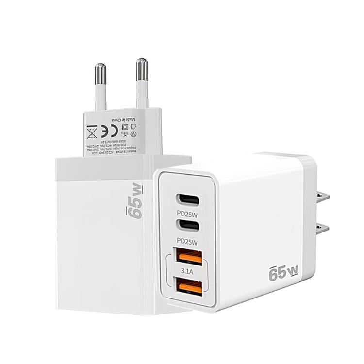 TE-PD44 雙 USB-A 雙 Type-C 四埠手機充電器，歐規插頭，美規插頭