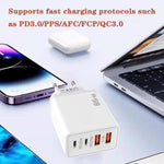 TE-PD44 雙 USB-A 雙 Type-C 四埠手機充電器，歐規插頭，美規插頭