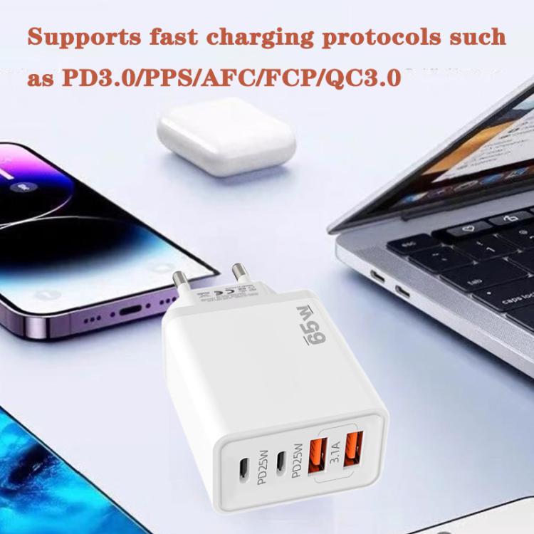 TE-PD44 雙 USB-A 雙 Type-C 四埠手機充電器，歐規插頭，美規插頭
