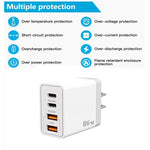 TE-PD44 雙 USB-A 雙 Type-C 四埠手機充電器，歐規插頭，美規插頭