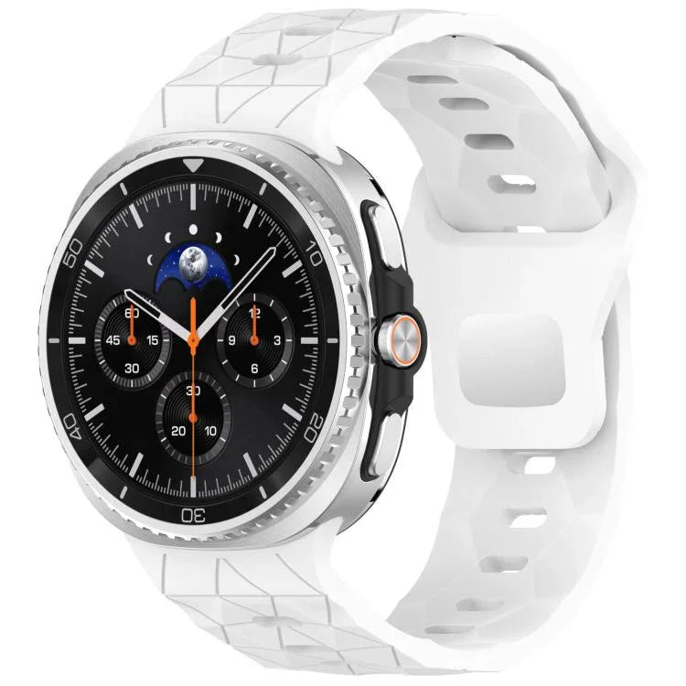 足球紋反向鋼扣矽膠錶帶，適用於 Samsung Galaxy Watch8 / Watch8 Classic