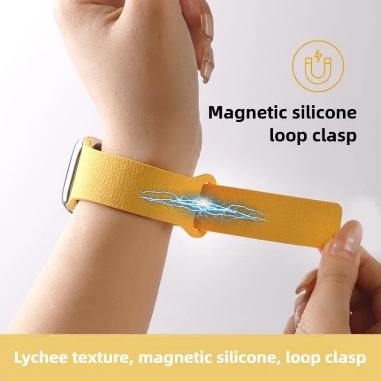 荔枝紋磁性環矽膠錶帶，適用於 Apple Watch 46mm / 49mm / 45mm / 44mm，適用於 Apple Watch 42mm / 41mm / 40mm / 38mm