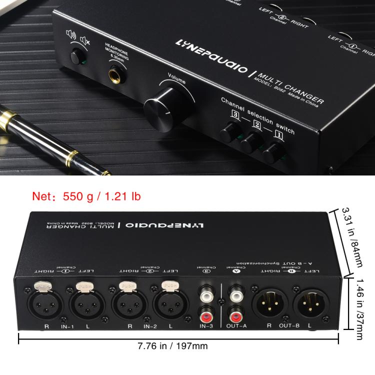 B082 3輸入3輸出音訊訊號選擇器平衡線路切換器，B082