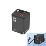 FC1 3合1 70公分可伸縮 Type-C 線，PD3.0，QC3.0 USB 手機充電器，美規插頭