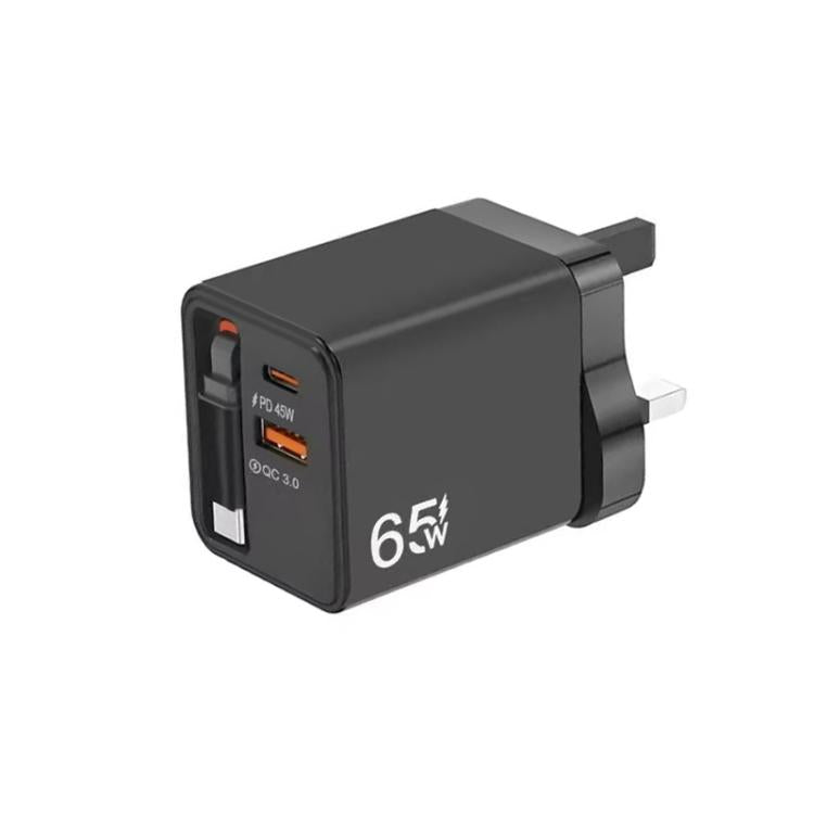 FC1 3合1 70公分可伸縮 Type-C 線，PD3.0，QC3.0 USB 手機充電器，英規插頭