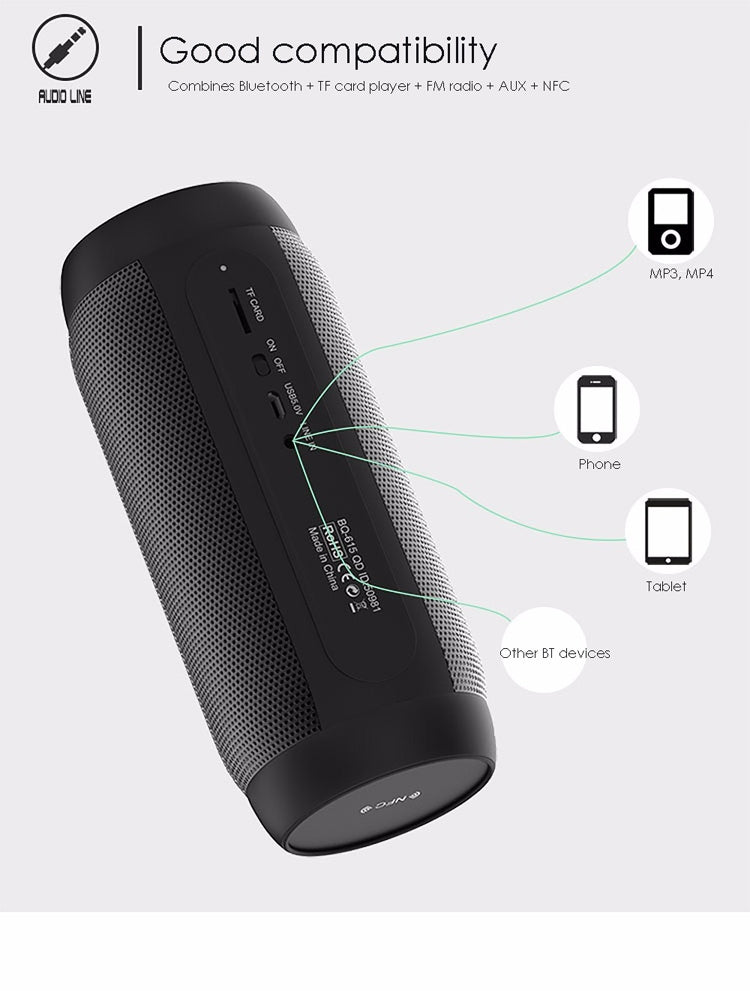BQ615 PRO 彩色 LED 無線 HiFi 立體聲喇叭，結合藍牙 + TF 卡播放器 + FM 收音機 + AUX + NFC，BQ615 PRO