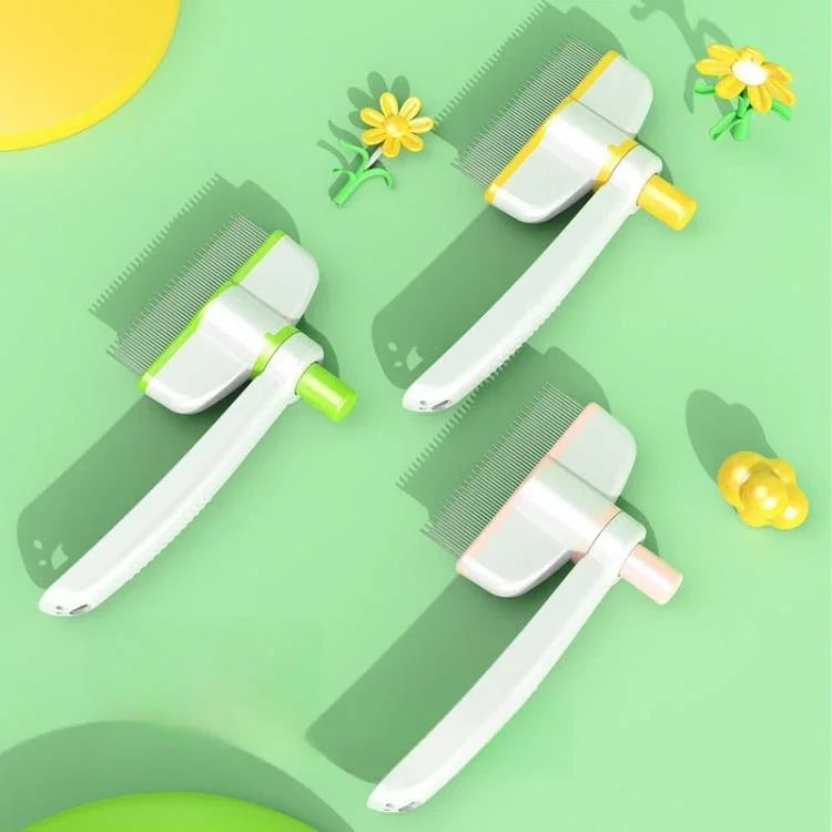 寵物除毛工具一鍵旋轉細齒梳