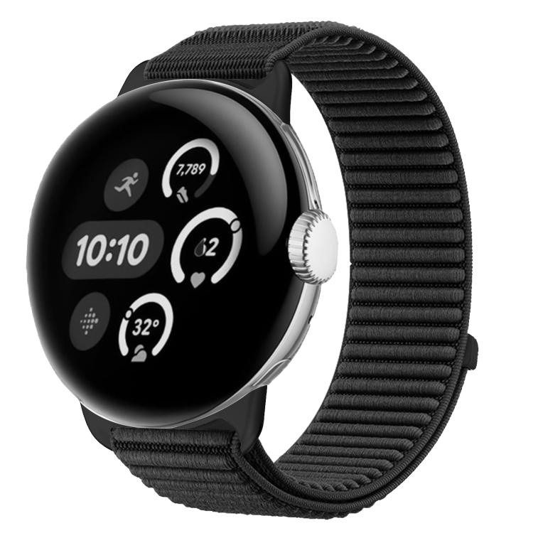 織紋尼龍魔鬼氈金屬接口錶帶，適用於 Google Pixel Watch 4 / Watch 3 45mm，適用於 Google Pixel Watch 4 / 3 / 2 / 1 41mm