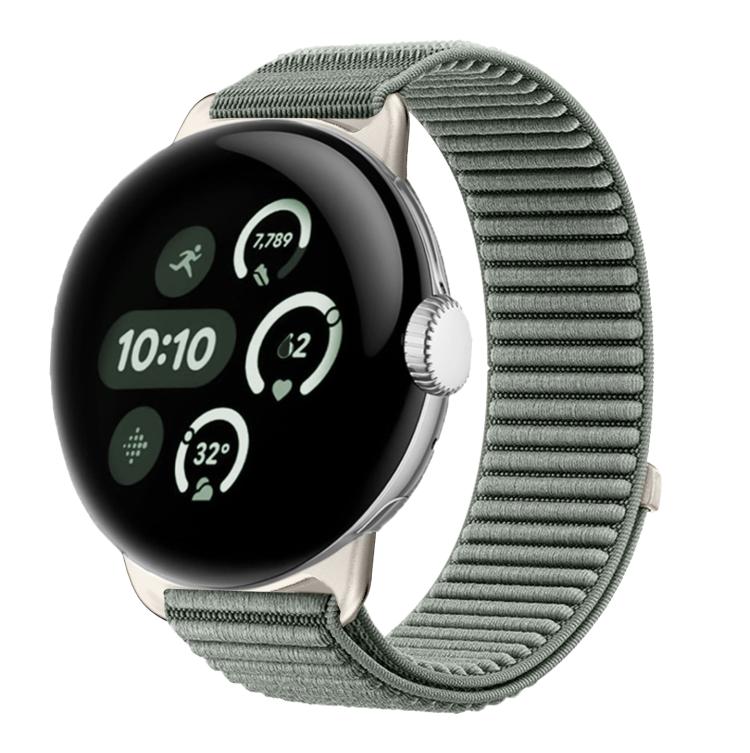織紋尼龍魔鬼氈金屬接口錶帶，適用於 Google Pixel Watch 4 / Watch 3 45mm，適用於 Google Pixel Watch 4 / 3 / 2 / 1 41mm