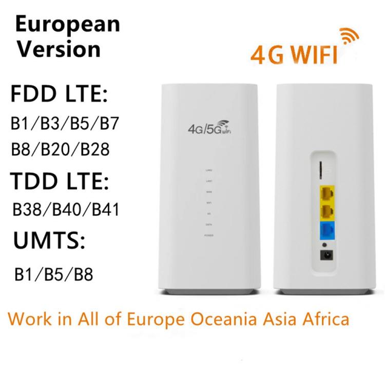 CPF101-E8 家用辦公SIM卡移動WiFi熱點 3個LAN口 亞歐版4G LTE路由器，美國插頭，歐洲插頭