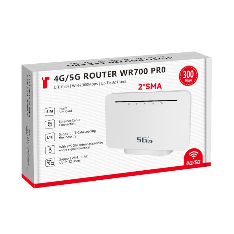 WR700-E SIM 卡 300Mbps 亞歐版 可拆卸天線 行動 WiFi 4G CPE 路由器，歐規插頭