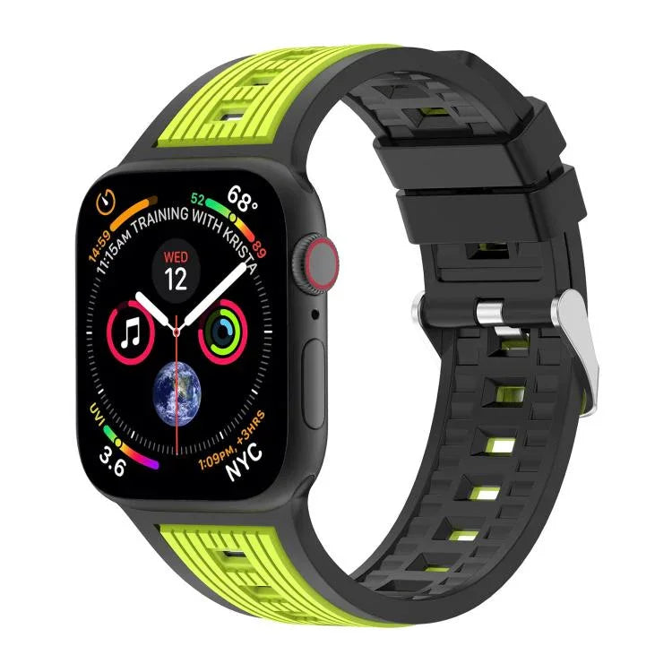 雙色直條紋矽膠錶帶，適用於Apple Watch 46mm / 49mm / 45mm / 44mm，42mm / 41mm / 40mm / 38mm