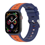 雙色直條紋矽膠錶帶，適用於Apple Watch 46mm / 49mm / 45mm / 44mm，42mm / 41mm / 40mm / 38mm