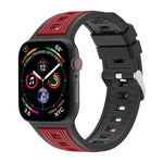 雙色直條紋矽膠錶帶，適用於Apple Watch 46mm / 49mm / 45mm / 44mm，42mm / 41mm / 40mm / 38mm
