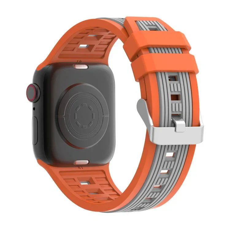 雙色直條紋矽膠錶帶，適用於Apple Watch 46mm / 49mm / 45mm / 44mm，42mm / 41mm / 40mm / 38mm