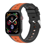 雙色直條紋矽膠錶帶，適用於Apple Watch 46mm / 49mm / 45mm / 44mm，42mm / 41mm / 40mm / 38mm