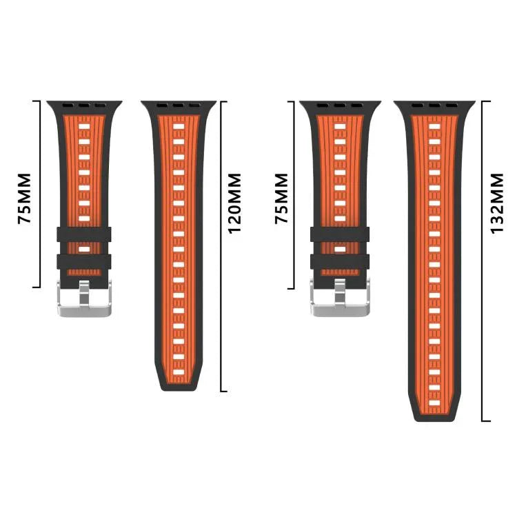 雙色直條紋矽膠錶帶，適用於Apple Watch 46mm / 49mm / 45mm / 44mm，42mm / 41mm / 40mm / 38mm