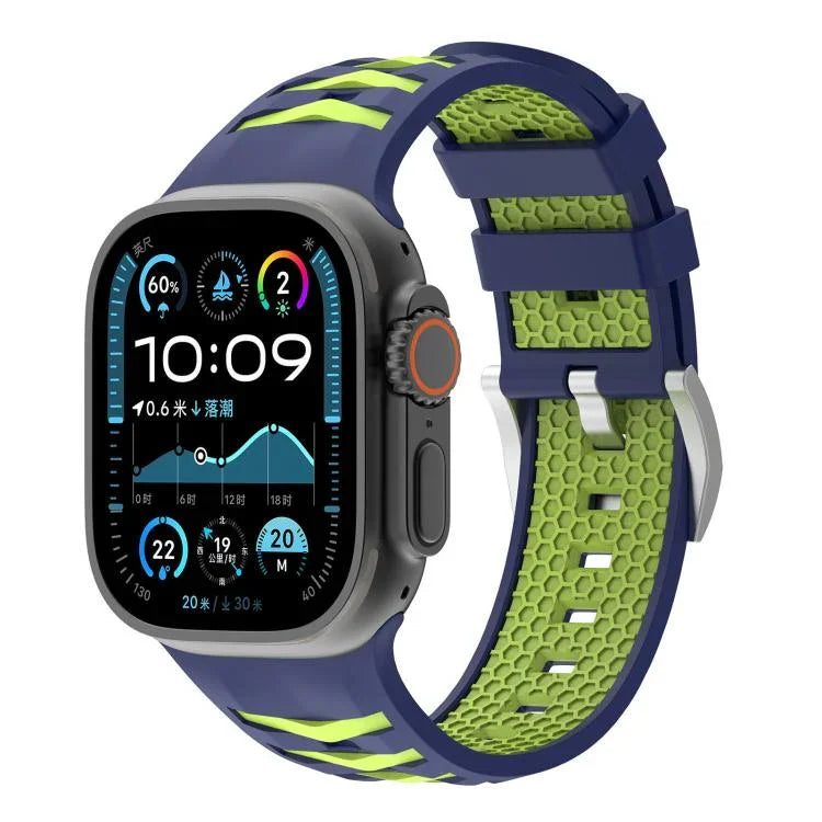 輪胎紋雙色矽膠錶帶，適用於Apple Watch 46mm / 49mm / 45mm / 44mm，42mm / 41mm / 40mm / 38mm