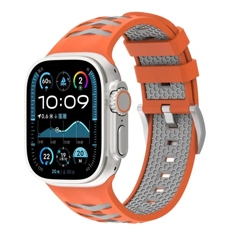 輪胎紋雙色矽膠錶帶，適用於Apple Watch 46mm / 49mm / 45mm / 44mm，42mm / 41mm / 40mm / 38mm