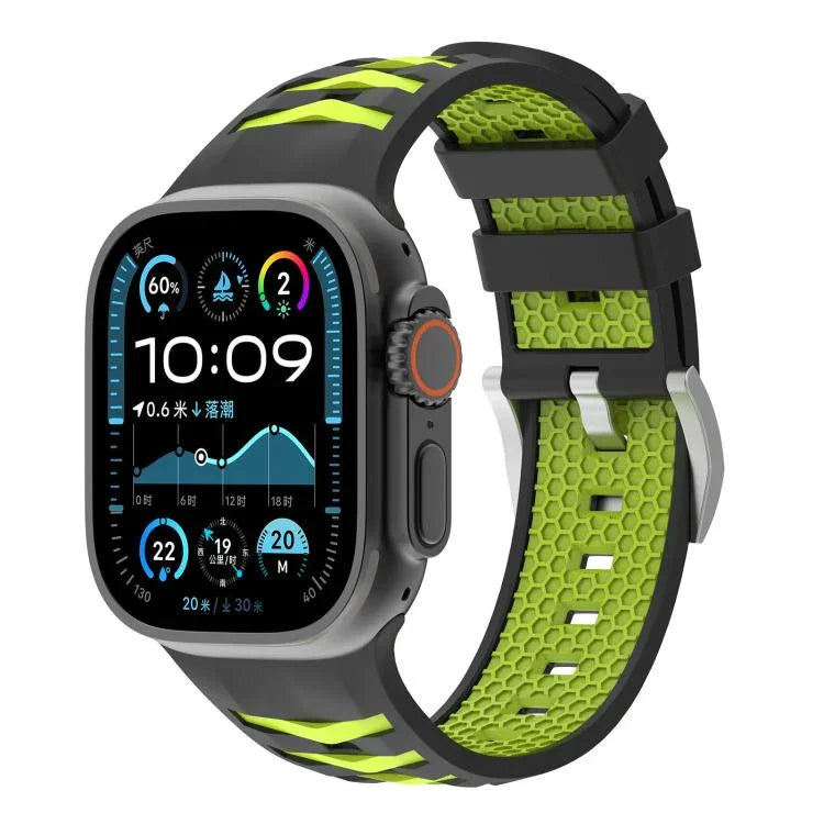 輪胎紋雙色矽膠錶帶，適用於Apple Watch 46mm / 49mm / 45mm / 44mm，42mm / 41mm / 40mm / 38mm
