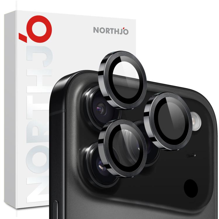 NORTHJO 相機鏡頭保護圈 CD 金屬環鋼化玻璃膜，適用於 iPhone 17 Pro / 17 Pro Max