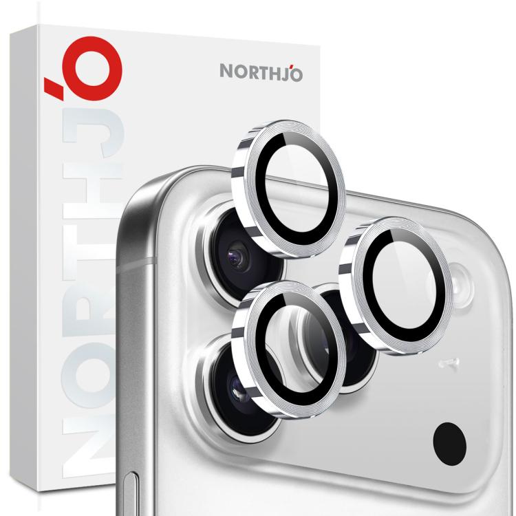 NORTHJO 相機鏡頭保護圈 CD 金屬環鋼化玻璃膜，適用於 iPhone 17 Pro / 17 Pro Max