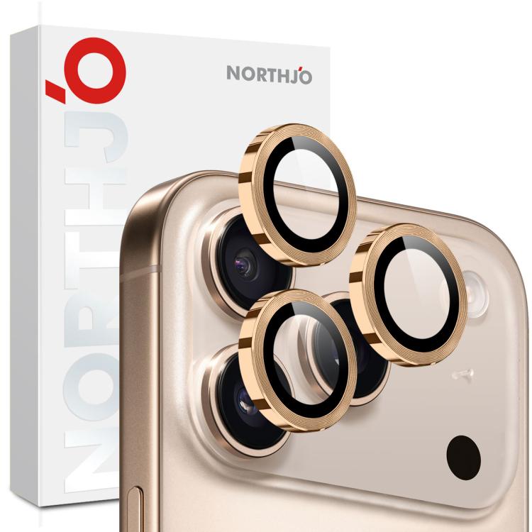 NORTHJO 相機鏡頭保護圈 CD 金屬環鋼化玻璃膜，適用於 iPhone 17 Pro / 17 Pro Max