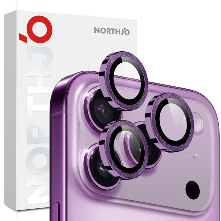 NORTHJO 相機鏡頭保護圈 CD 金屬環鋼化玻璃膜，適用於 iPhone 17 Pro / 17 Pro Max