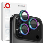 NORTHJO 相機鏡頭保護圈 CD 金屬環鋼化玻璃膜，適用於 iPhone 17 Pro / 17 Pro Max