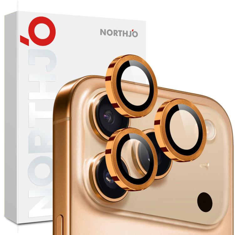 NORTHJO 相機鏡頭保護圈 CD 金屬環鋼化玻璃膜，適用於 iPhone 17 Pro / 17 Pro Max