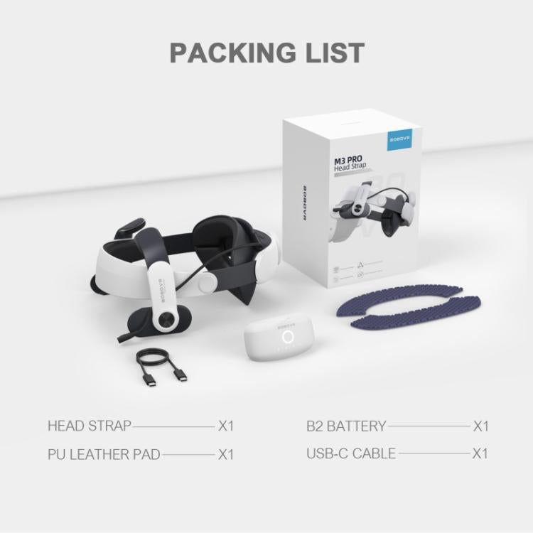 BOBOVR M3 Pro 適用於 Meta Quest 3S / 3 VR 頭帶，附 5200mAh 電池組，M3 Pro