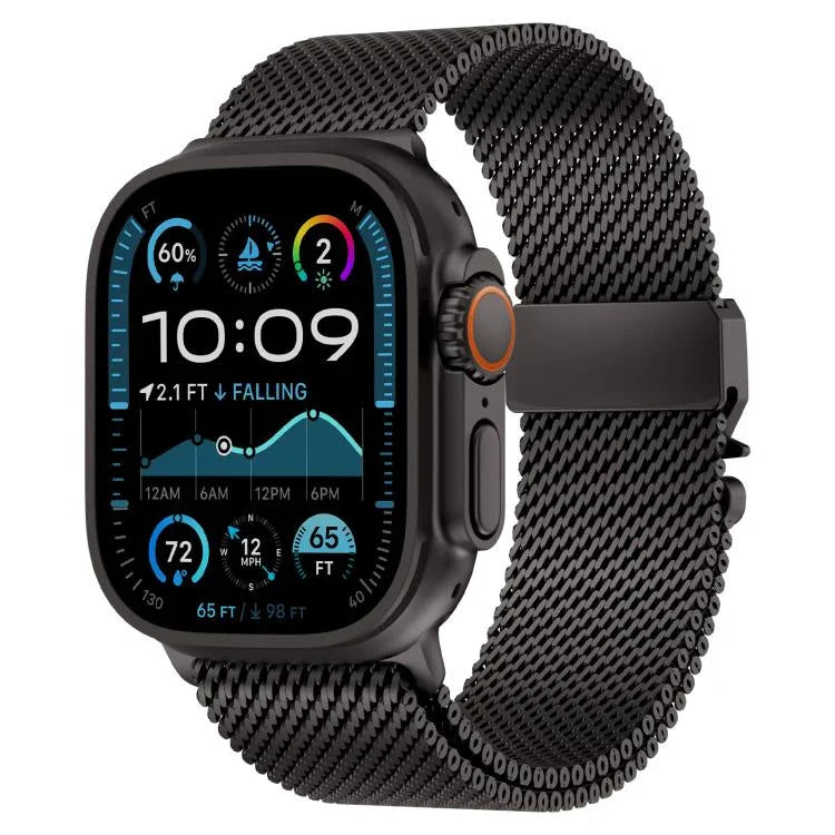 金屬扣粗網米蘭不鏽鋼錶帶，適用於Apple Watch 46mm / 49mm / 45mm / 44mm