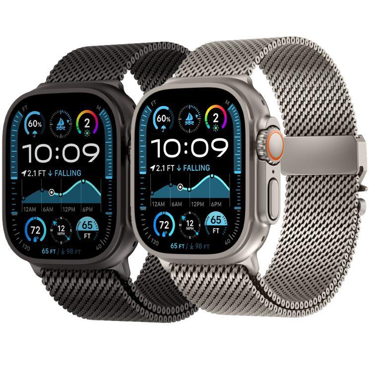 金屬扣粗網米蘭不鏽鋼錶帶，適用於Apple Watch 46mm / 49mm / 45mm / 44mm