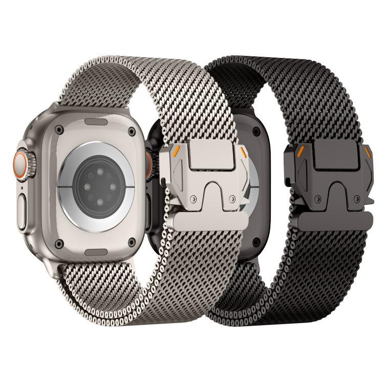 金屬扣粗網米蘭不鏽鋼錶帶，適用於Apple Watch 46mm / 49mm / 45mm / 44mm