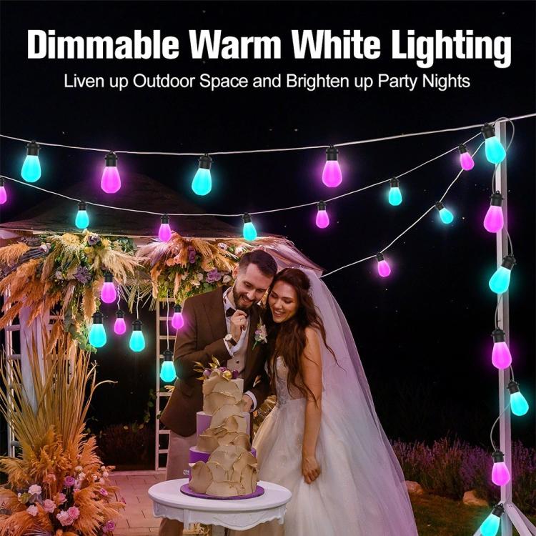S14 RGBIC LED App and Voice Control Bluetooth Smart Outdoor String Lights 12M 20 Bulbs
