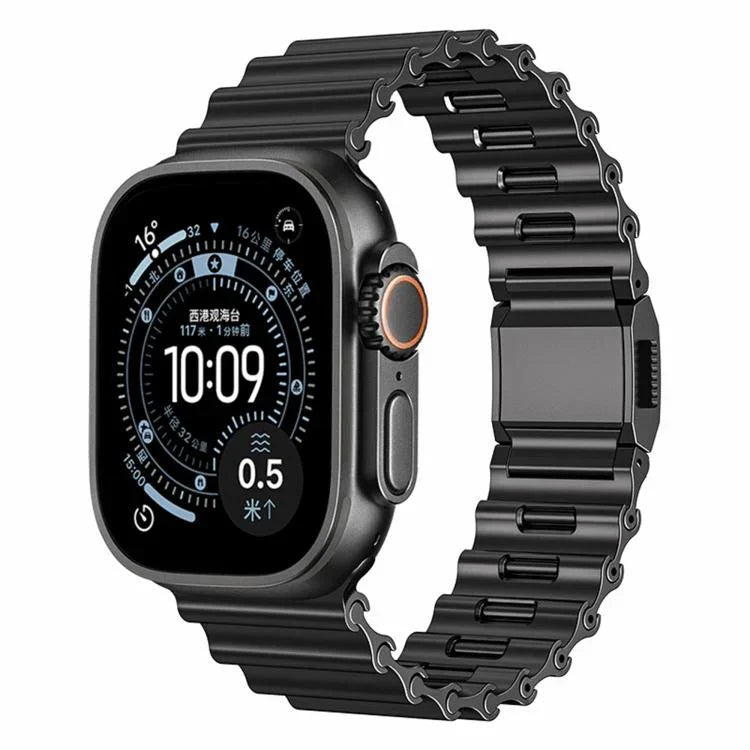 海浪磁扣不鏽鋼錶帶，適用於 Apple Watch 46mm / 49mm / 45mm / 44mm